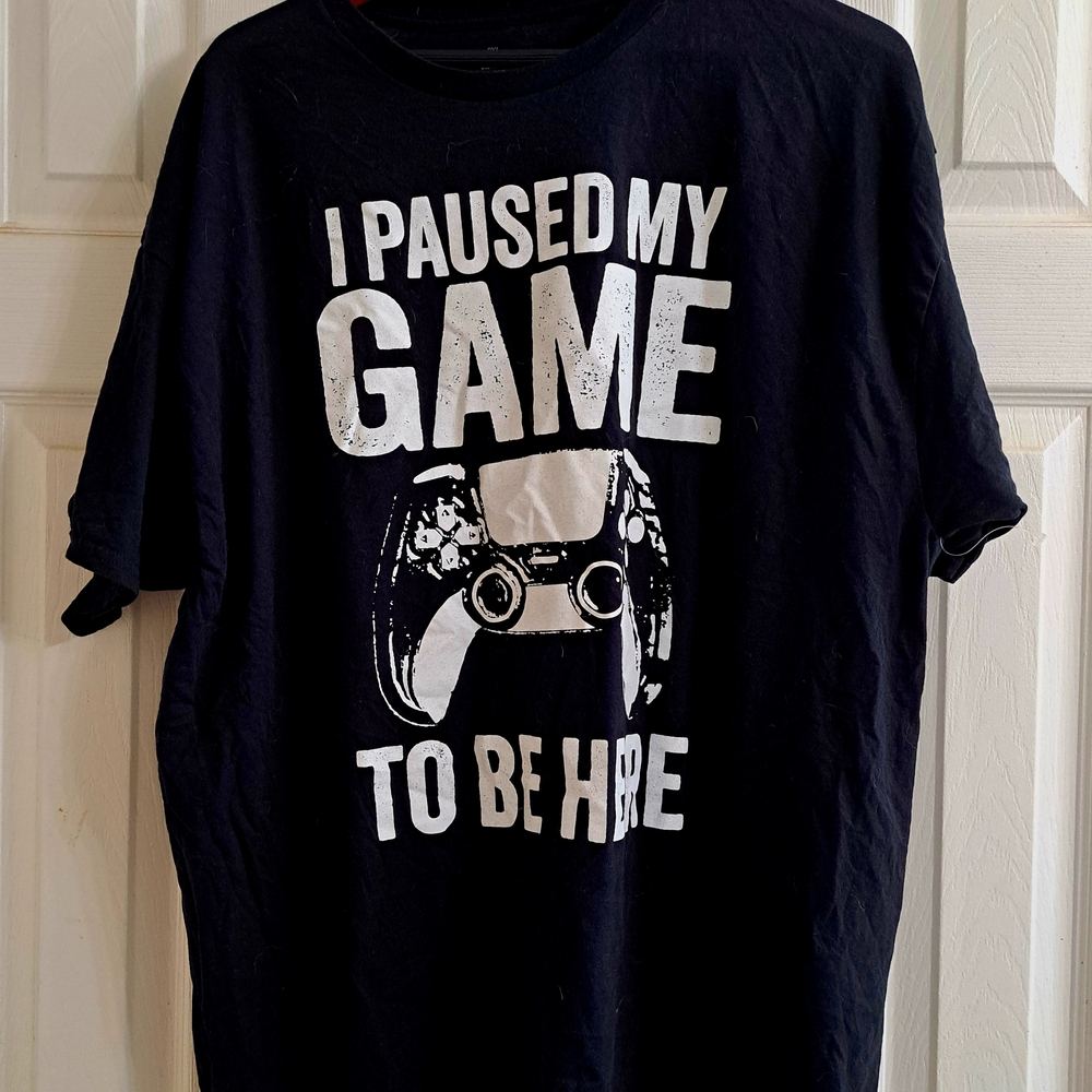 New Black Cotton Gaming T-Shirt with Fun Controller Design